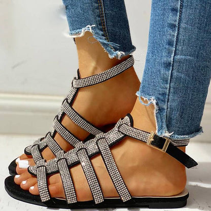 Dam Gladiatorsandaler Glittrande PU med Ankelband-2