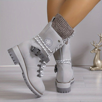 Kvinnor Termiska Stövlar Stickad Design Bomull 2