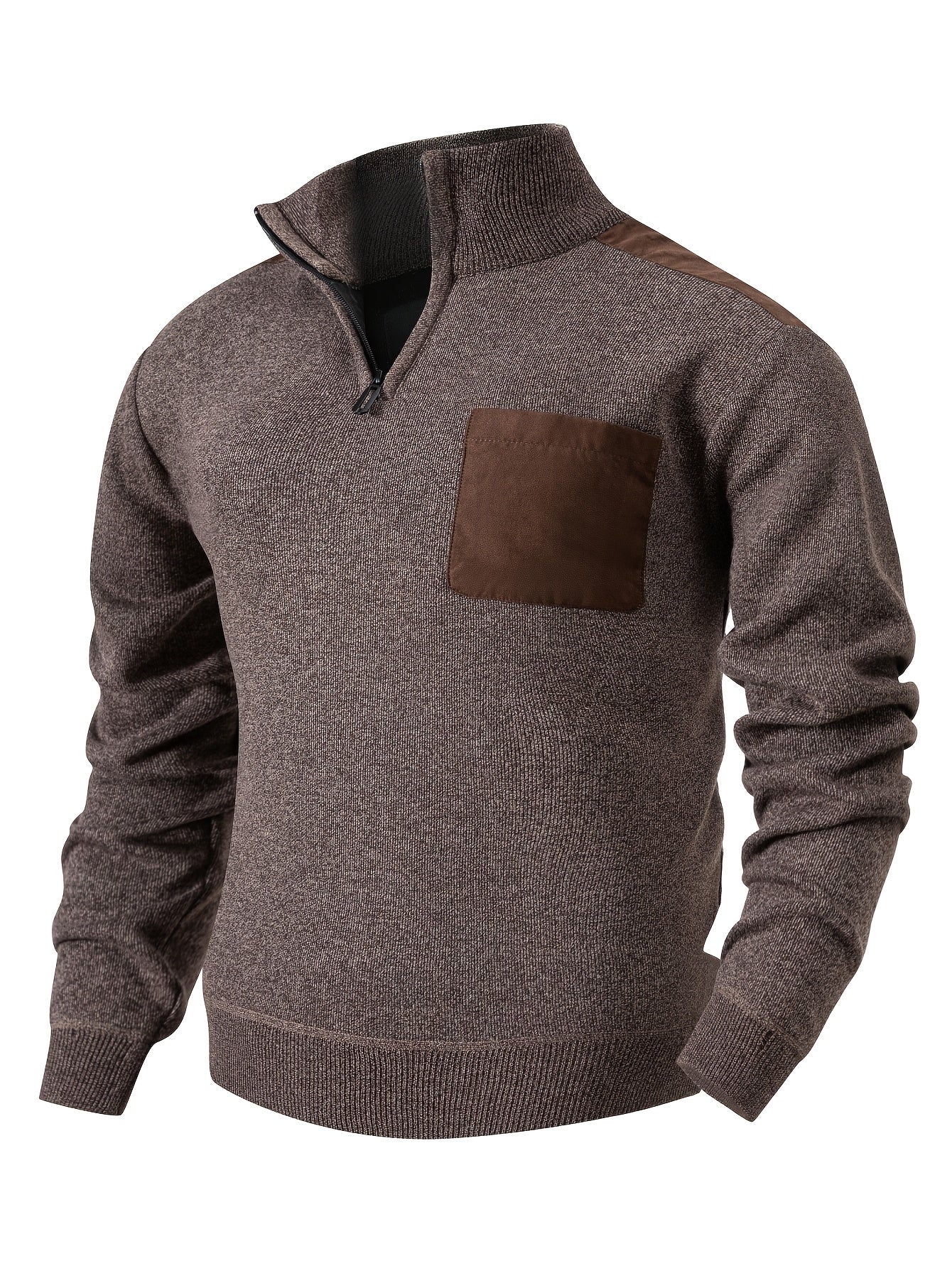 Dam Tröja Färgblockdesign med Kvart Blixtlås och Stand-Up Krage i Flexibelt Tyg-2