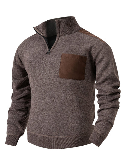 Dam Tröja Färgblockdesign med Kvart Blixtlås och Stand-Up Krage i Flexibelt Tyg-2