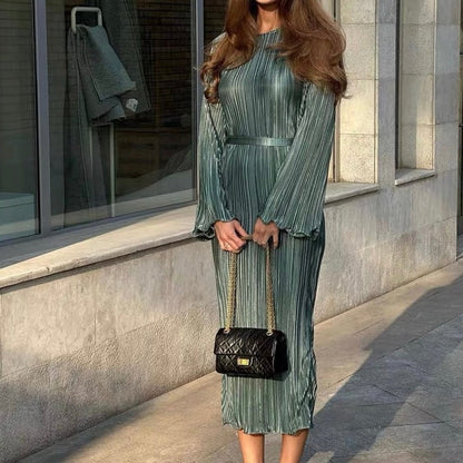 Variant image for Kvinna Lång Klänning Veckad Polyester-16