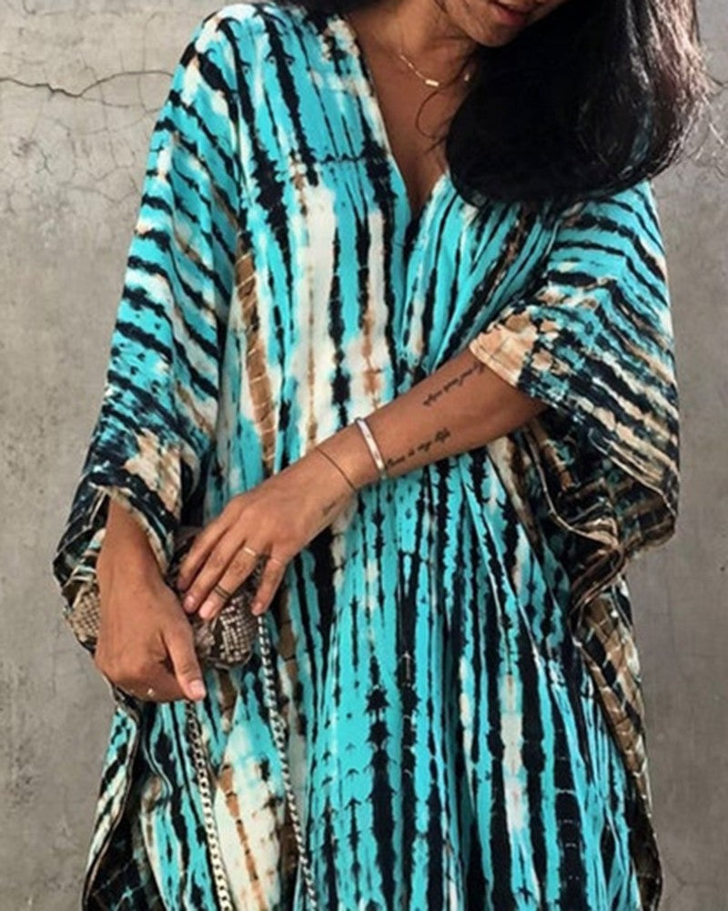 Maxiklänning Dam Flytande Batik Lätt Tyg-5