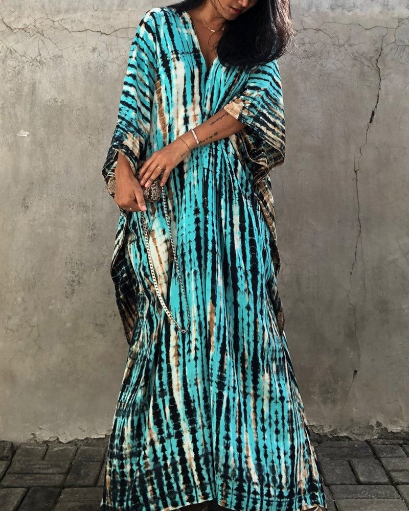 Maxiklänning Dam Flytande Batik Lätt Tyg-1