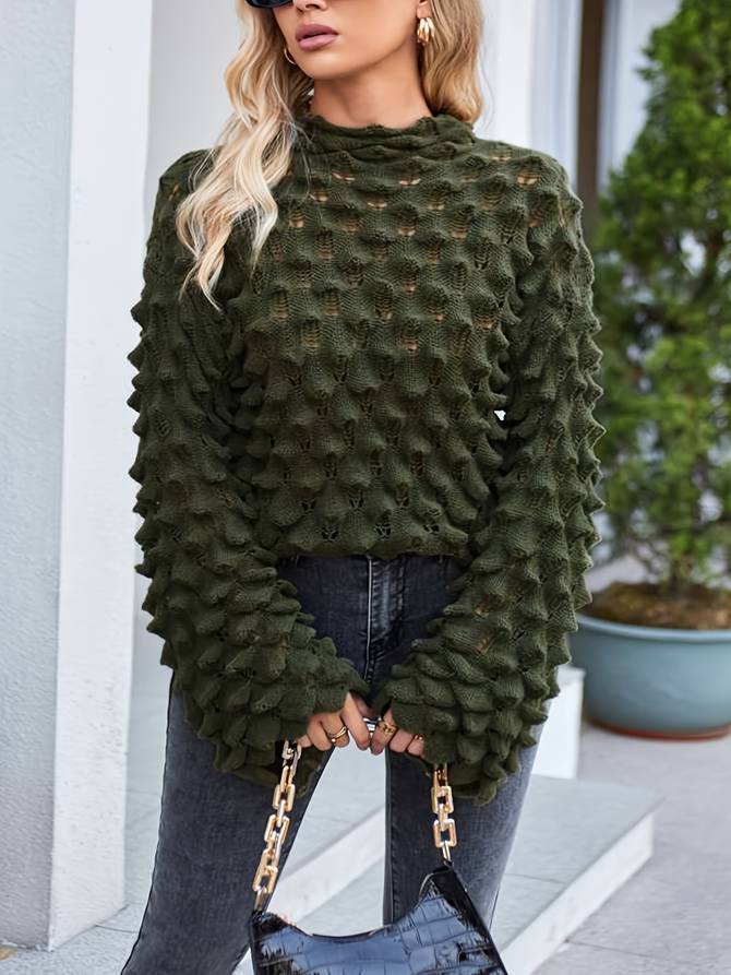 Stickad Dam Tröja med Skalmönster i Mjuk Kvalitet 3