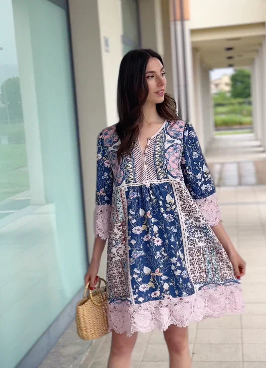 Fina Dam Klänningar Vintage Tryckt Polyester Med Figur-Snickrad Silhuett 3