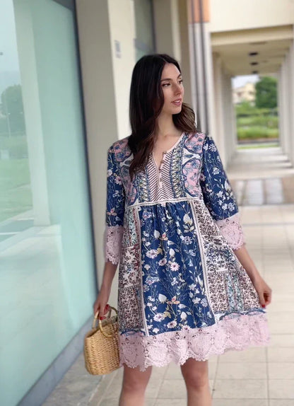 Fina Dam Klänningar Vintage Tryckt Polyester Med Figur-Snickrad Silhuett 3