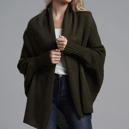 Variant image for Kvinnor Lång Kofta Dolmanärmar Stickad Material-11