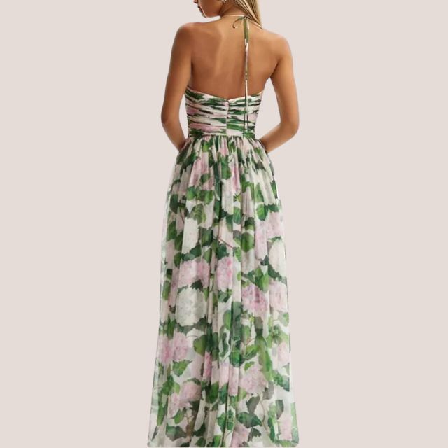 Dam Maxiklänning Blommönster i Bomull och Polyester-2