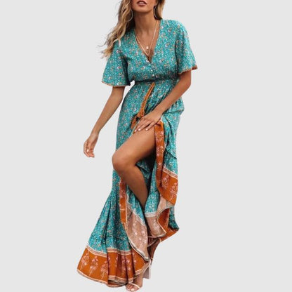 Maxiklänning Dam Bohemisk Paisley 100% Polyester A-linjeformad-2