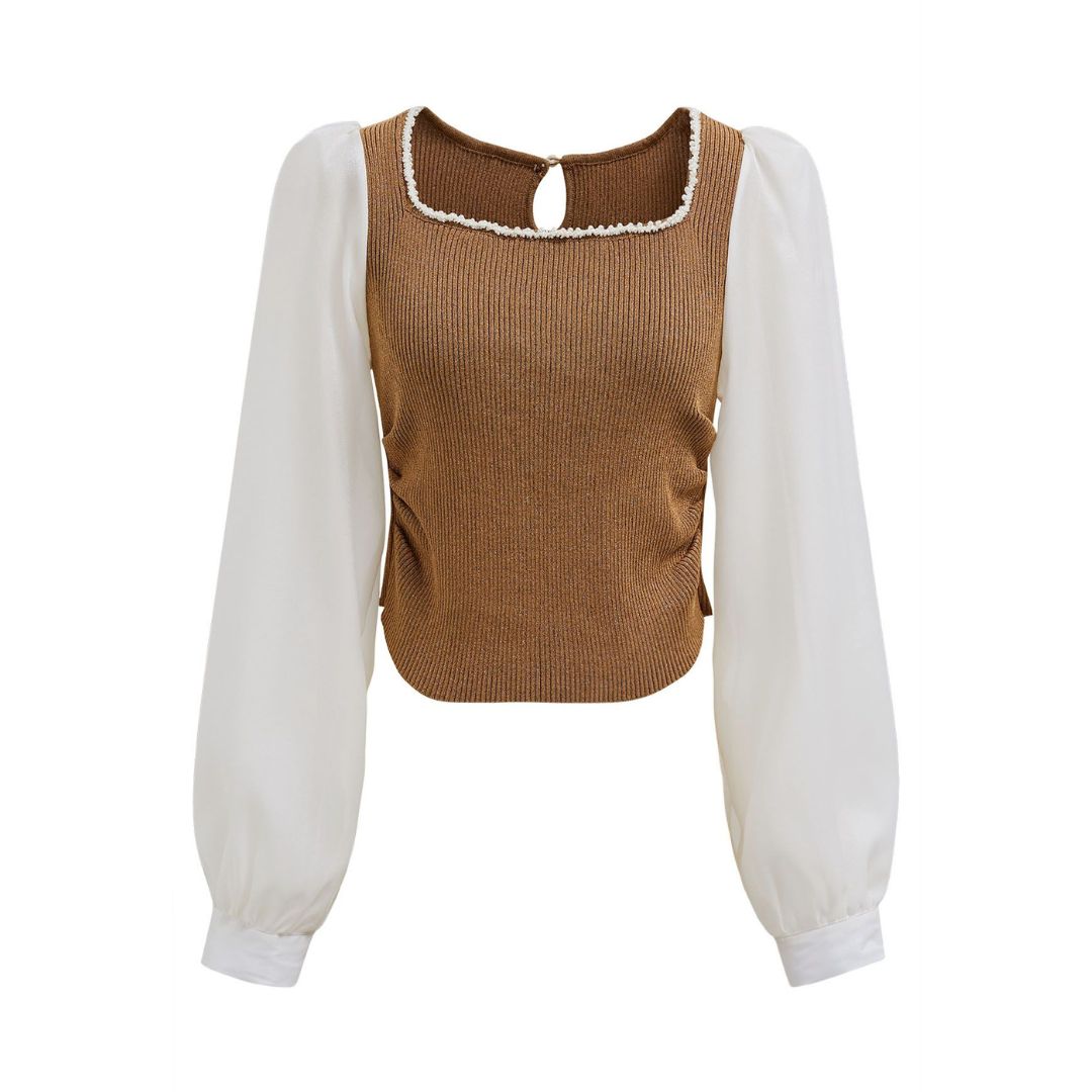 Variant image for Dam Topp Fyrkantig Hals Puffärmar Polyester-2