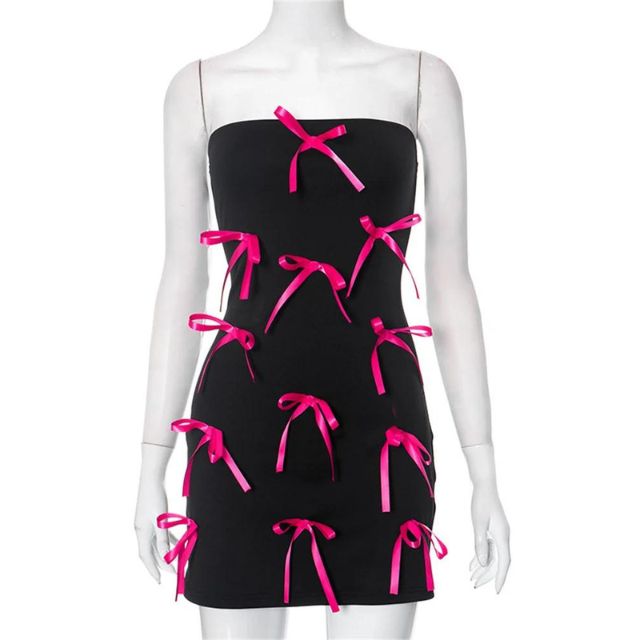 Dam Klänning Mini Med Kontrastöglor 100% Polyester-6