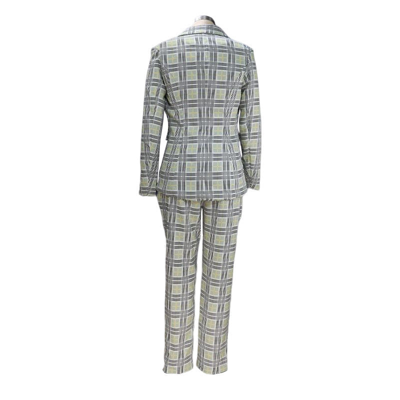 Damrock i Vävt Rutmönster med Knappdetaljer Polyester-6