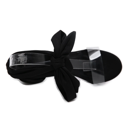 Dam Gladiatorsandaler Transparent PVC Hög Klack-4