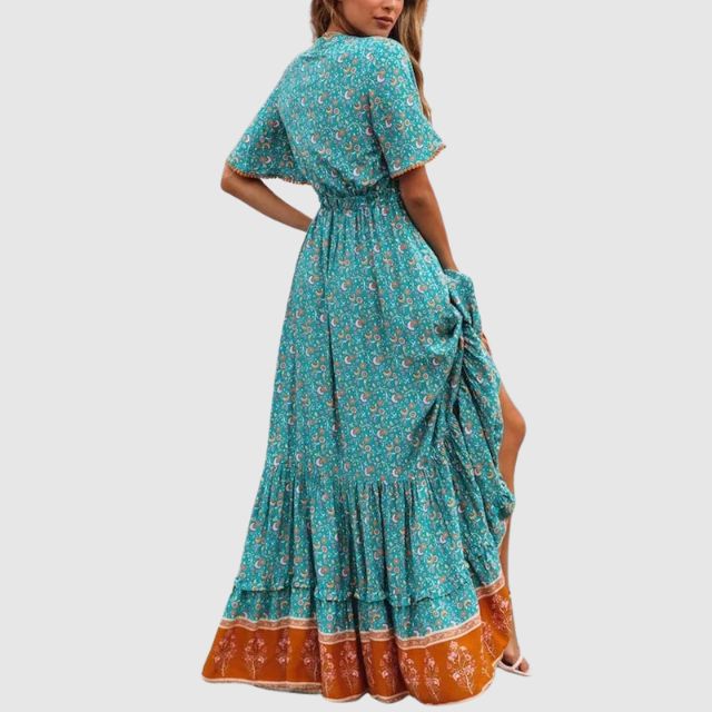 Maxiklänning Dam Bohemisk Paisley 100% Polyester A-linjeformad-3