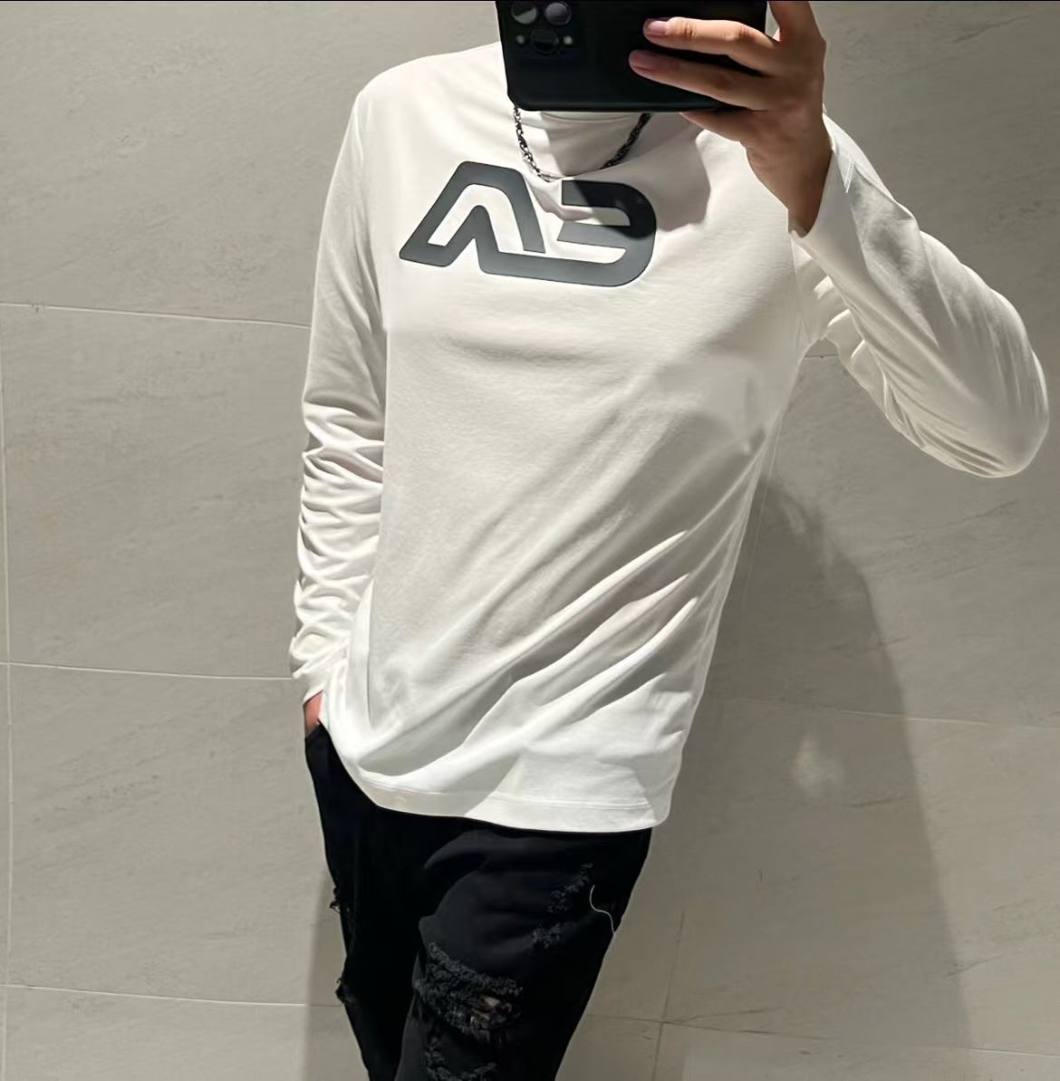 Herrskjorta Långärmad Rundhals 100% Bomull för Vardag och Kontor-2