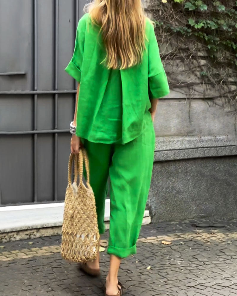 Dam Tvådelad Uppsättning Modern Bomull Polyester-4