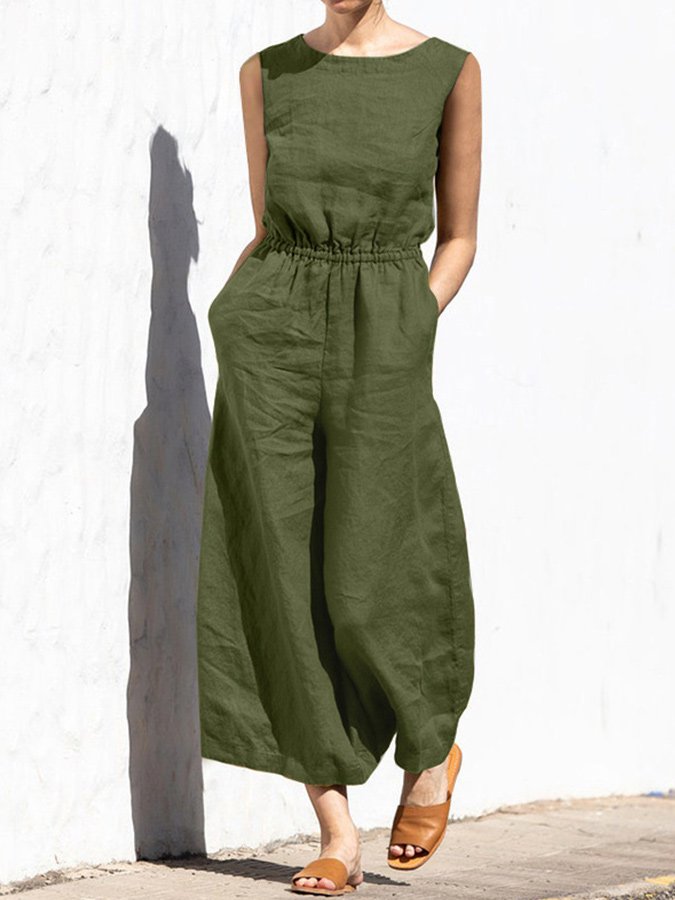 Dam Jumpsuit Ärmlös Elastisk Polyester-4