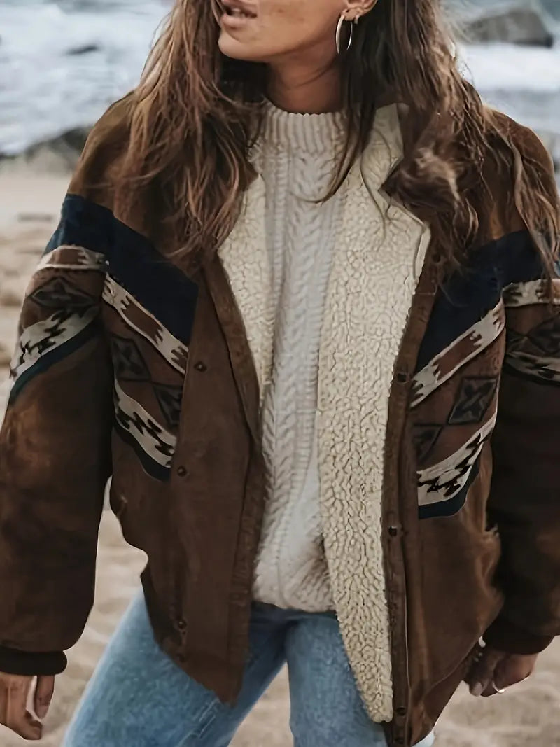 Variant image for Damjacka Sherpa med Tryckknapp och Sidofickor för Dam-1