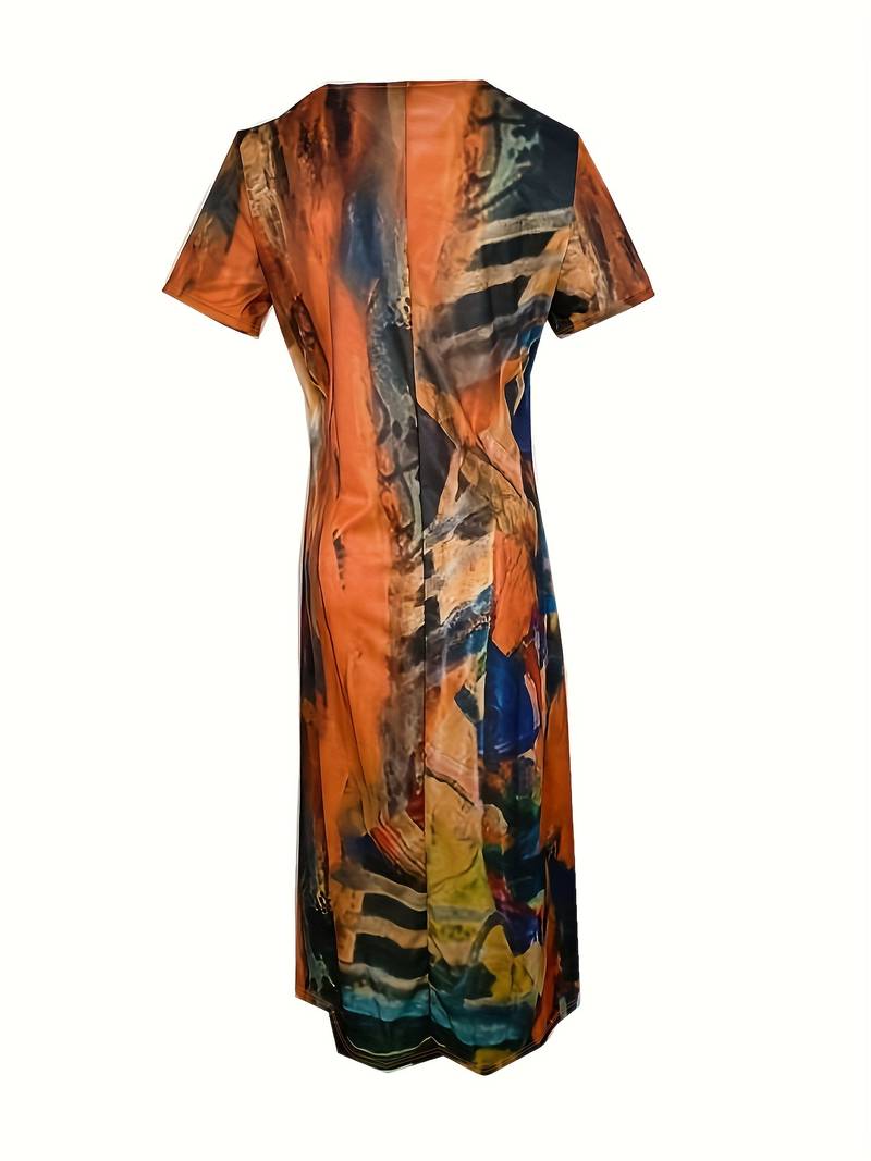 Kvinnors Midi Klänning V-hals Bohemisk Viskos 2