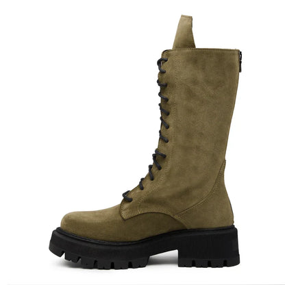 Dam Stövlar Spetsdesign Ekosläder med Justerbar Snörning-4