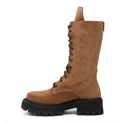 Dam Stövlar Spetsdesign Ekosläder med Justerbar Snörning-5