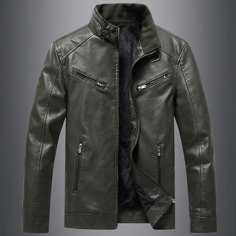 Herrjacka Slim Fit Äkta Läder Minimalistisk Design-1