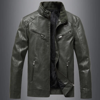 Herrjacka Slim Fit Äkta Läder Minimalistisk Design-1