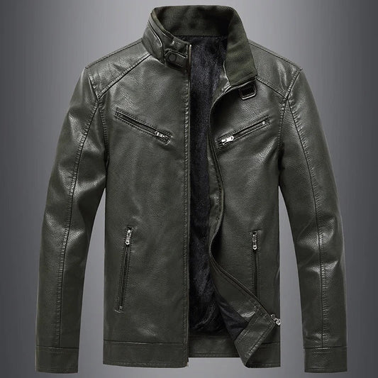 Herrjacka Slim Fit Äkta Läder Minimalistisk Design-1