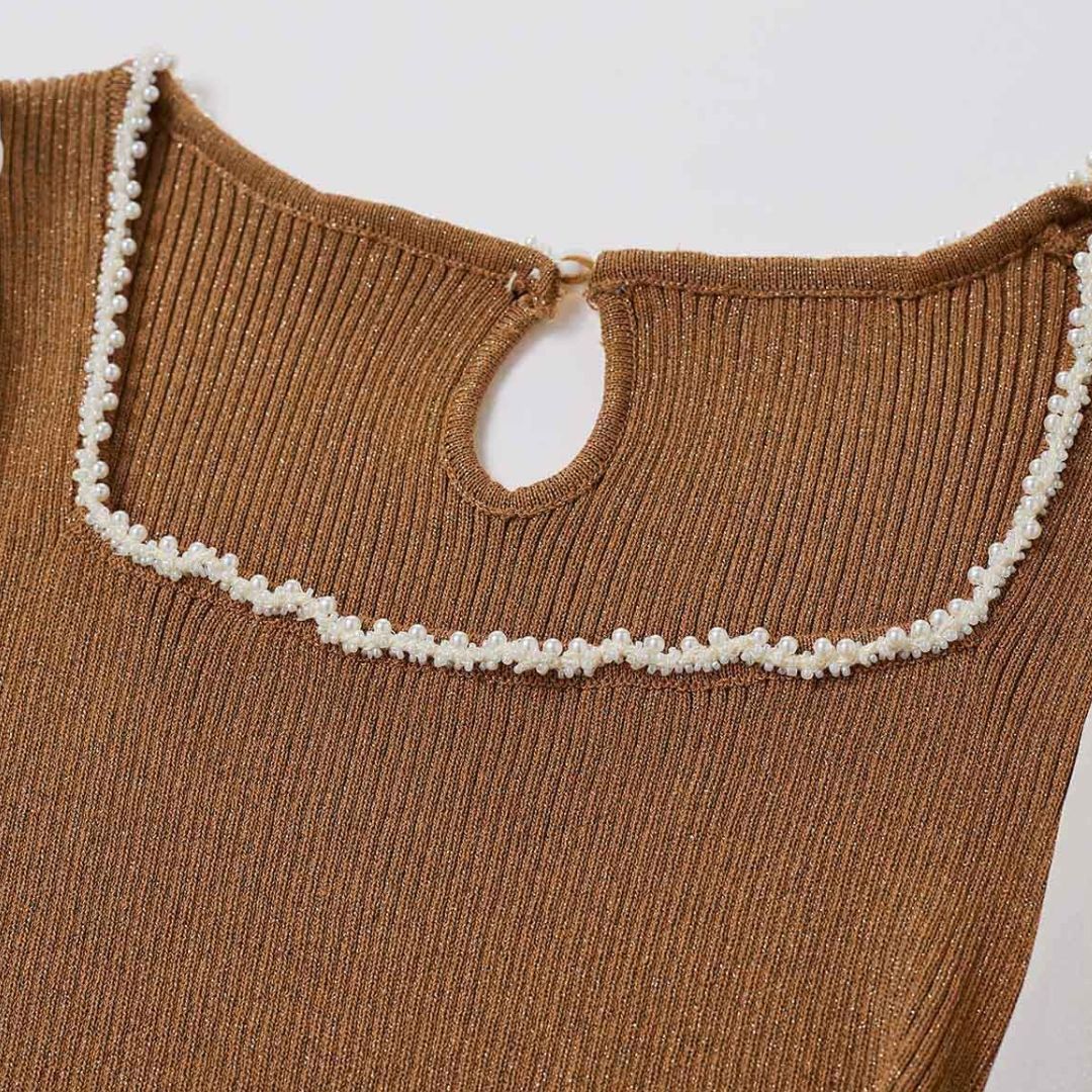 Dam Topp Fyrkantig Hals Puffärmar Polyester-6