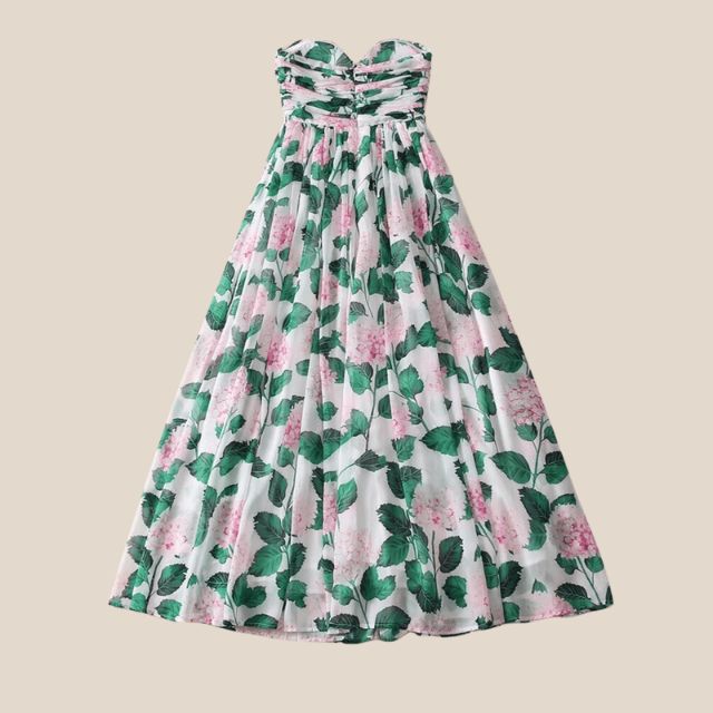 Dam Maxiklänning Blommönster i Bomull och Polyester-5