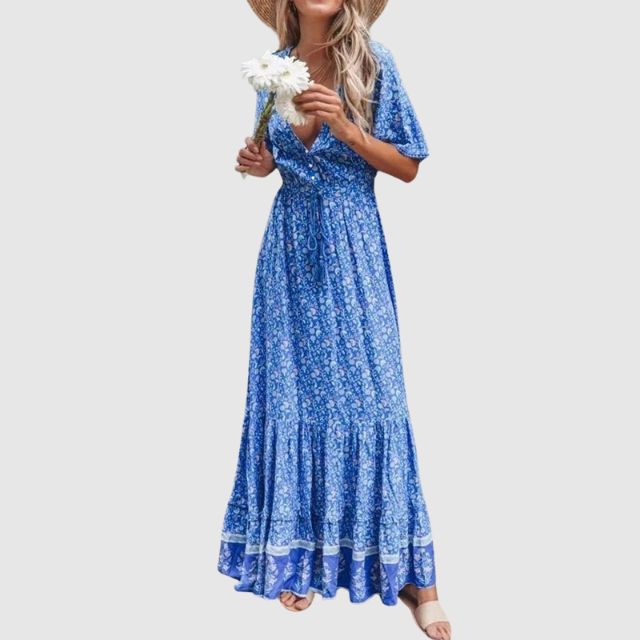 Maxiklänning Dam Bohemisk Paisley 100% Polyester A-linjeformad-4