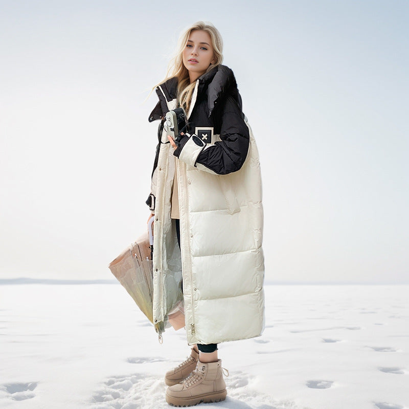 Variant image for Damer Lång Jacka Färgblockdesign Polyester och Ull-2