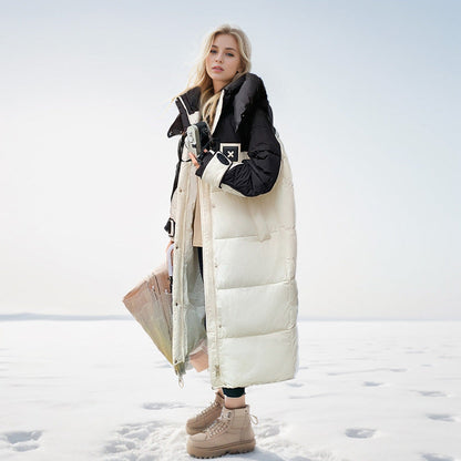 Variant image for Damer Lång Jacka Färgblockdesign Polyester och Ull-2