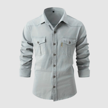 Herrskjorta Slim Fit Klassisk Krage Bomull-6