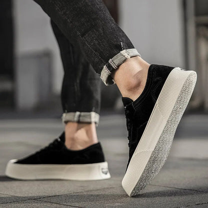 Herr Sneakers Låga Mocka med Tjock Sula för Komfort och Stil-5