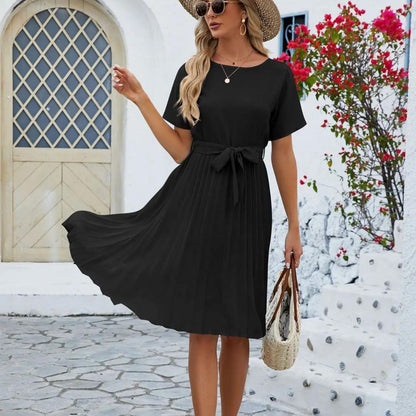 Dam Midiklänning Veckad Polyester Elegant Midi Klänning-5