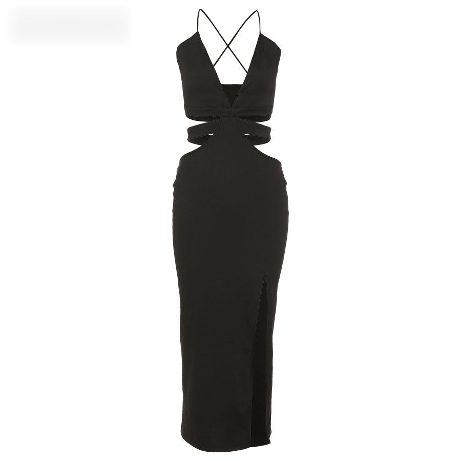 Dam Maxiklänning Ärmlös Monokrom Polyester Elegant Sommardesign-6