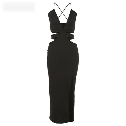 Dam Maxiklänning Ärmlös Monokrom Polyester Elegant Sommardesign-6