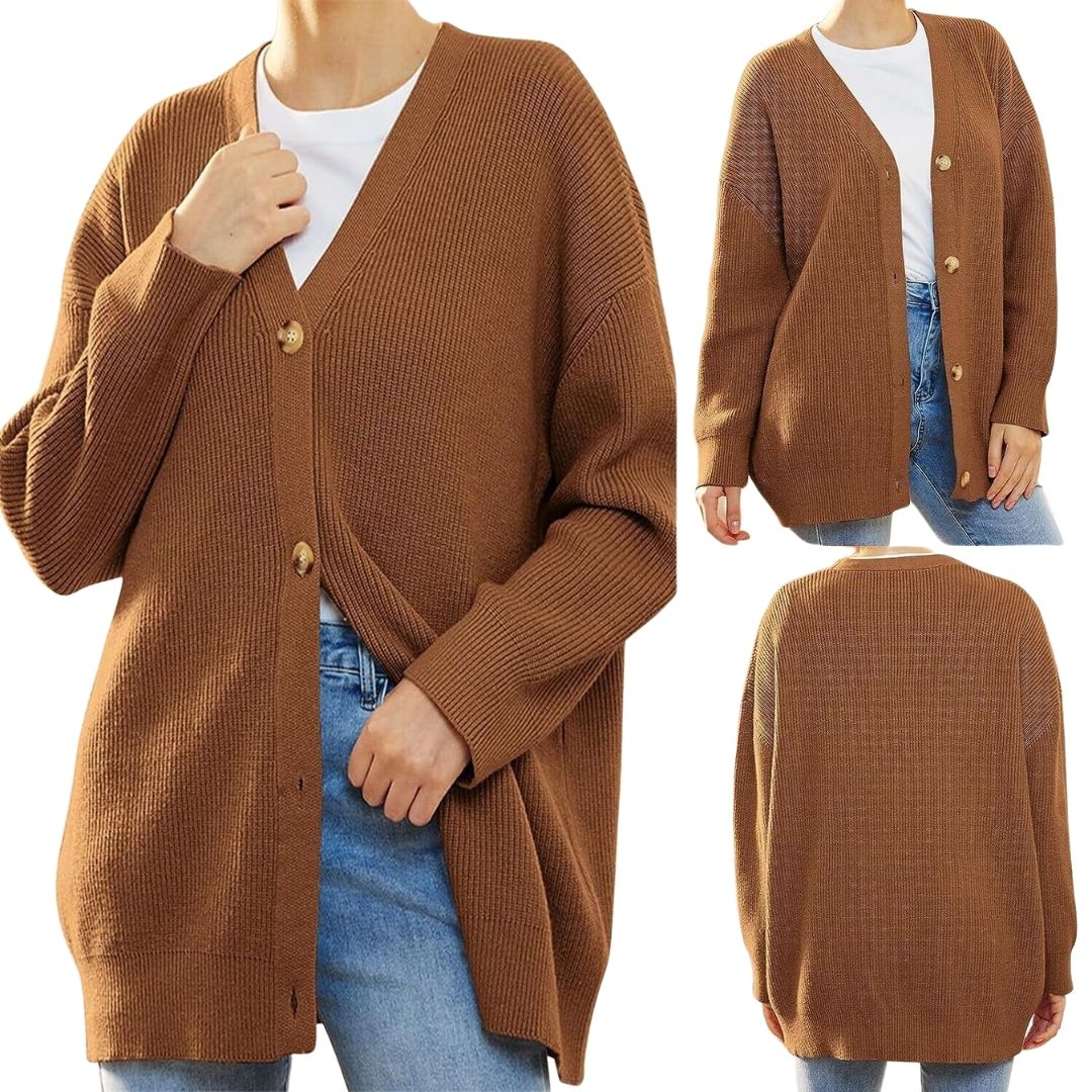 Damjacka Lång Cardigan Stickad Akryl-2