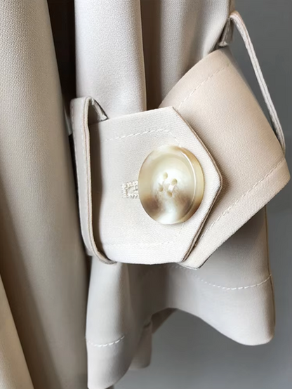 Kvinna Trench Coat Lång Skräddarsydd Lätt Tyg-6