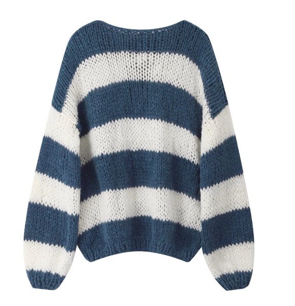 Variant image for Kvinnors Tröja Tvåfärgad Horisontellt Randig Polyester-3