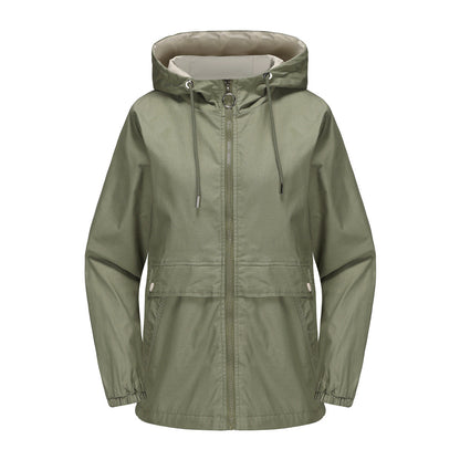 Damjacka Lätt Huva Polyester Lös Passform-5