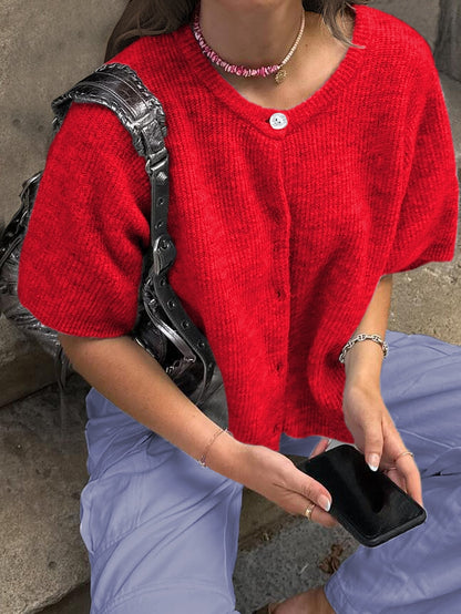 Kortärmad Stickad Tröja Dam Flerfärgad Akryl Nylon Polyester 9