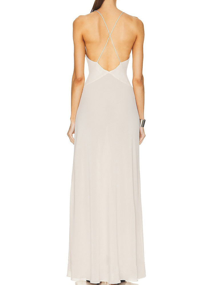 Maxiklänning Dam Blommig Figurnära Slits Andningsbart Tyg-6