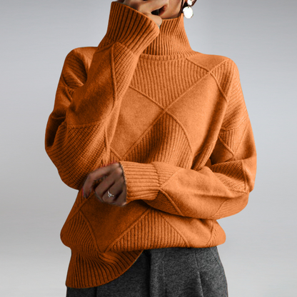 Stickad Dam Tröja Turtleneck Mjuk Bomull 14
