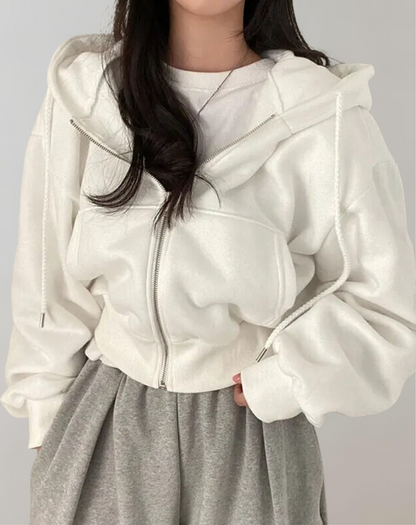 Variant image for Dam Tröja Retro Zipper Mjuk Tyg Överdimensionerad-5