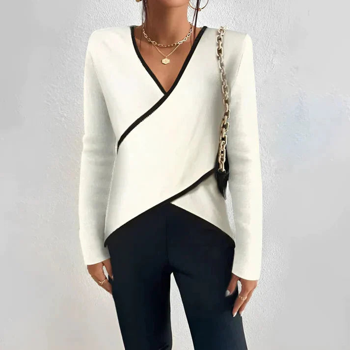 Dam Skjorta Crossover Långärmad Högkvalitativt Tyg-2