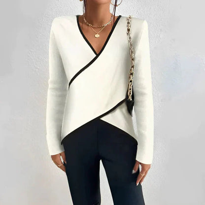 Dam Skjorta Crossover Långärmad Högkvalitativt Tyg-2