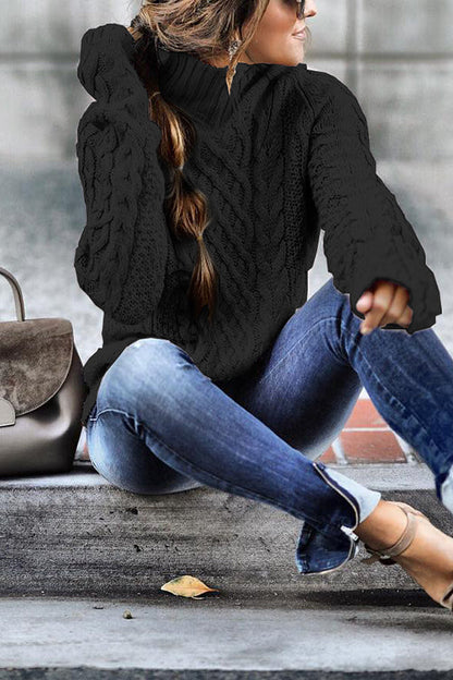 Variant image for Dam Stickad Mockneck Tröja Kabelstickad Akryl Polyester-25