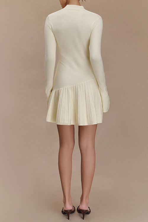 Damklänning Mini med Klockärmar och Rynkor i Bomull och Polyester-6